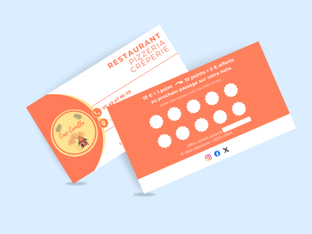 Carte fidélité pour le restaurant Case Canella