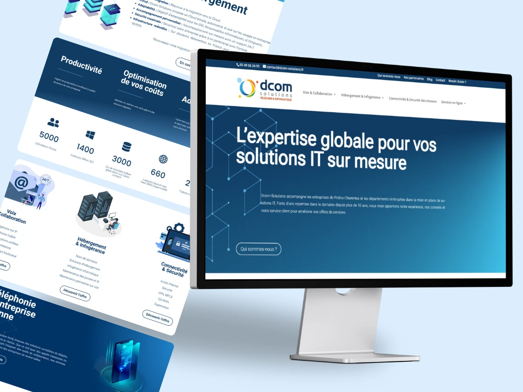 Creation site web pour entreprise informatique et telecoms Dcom Solutions