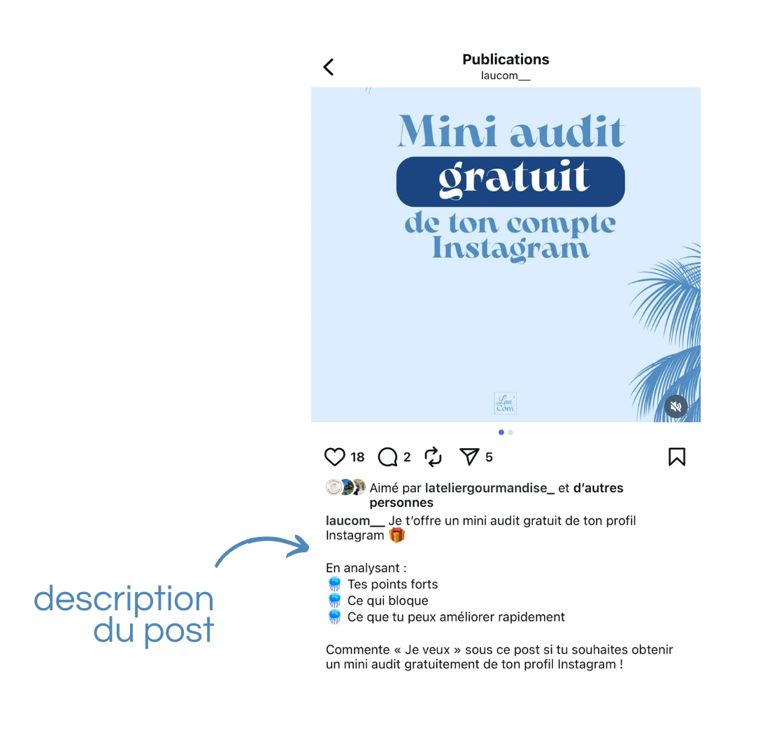 Description du post Instagram