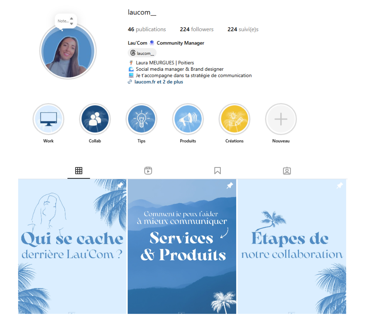 Optimiser son profil Instagram - Capture d'écran du compte Lau'Com
