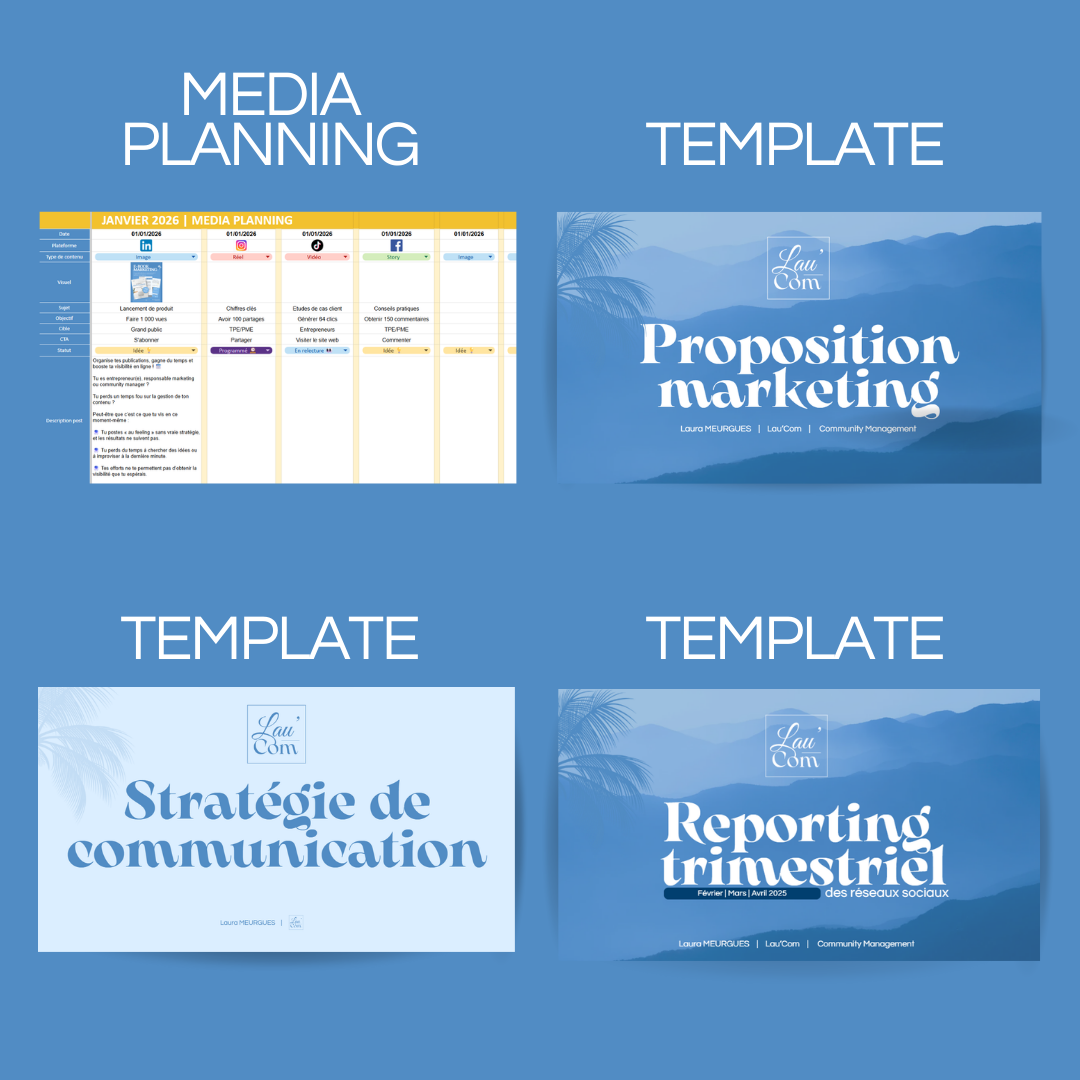Pack community manager - Média planning, proposition marketing, stratégie de communication, reporting trimestriel
